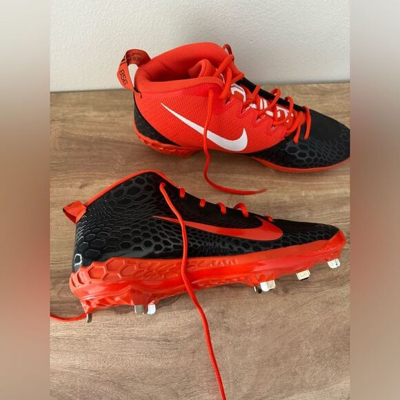 NIKE Force Zoom Trout 5 Black Orange Metal Spike Baseball Cleats Mens 14 main image 8